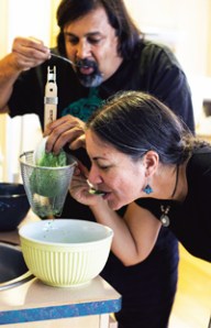 Arun and Michelle tasting their work.